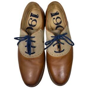 1901 Saddle Oxfords tan/brown leather base sand-colored suede. Size
